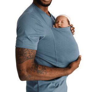 lalabu Dad Shirt 2XL Blue Stretch V neck Soft Comfy Athletic Stretch Like New